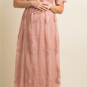 Pinkblush Lace Overlay Maxi Dress in Blush Pink